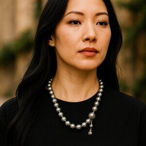 Vintage Majorica Faux Pearl Necklace with Sterling Clasp/NEW